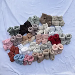 Custom 100% Cotton Newborn Baby Knitted Boots Gift Socks