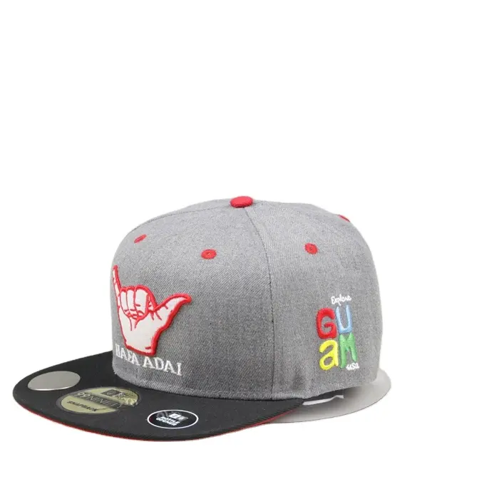 Cappello da uomo Hip Hop in cotone a 6 pannelli con ricamo 3D con Logo personalizzato Snapback