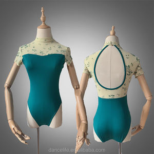 Leotard da Danza DanceLife per Donna in Spandex e Rete L2029, Maniche Corte, <span class=keywords><strong>Sexy</strong></span>, Bianco, Multicolore, per Allenamento - Product Image 2