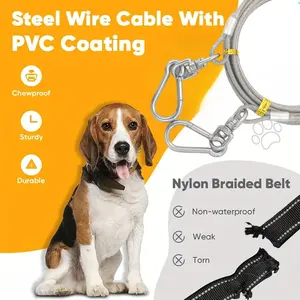 304 Stainless Steel Pet Traction Wire Rope Double-ended Dog Leash Wire Dog Leash Camping Outdoor Cable Training Rope