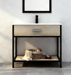 Lavabo in Ceramica con Base in Ferro Nero, Mobile Lavabo Autoportante con Supporto in Acciaio Inox 304, Arredamento in Metallo Personalizzabile, Novità 2026 - Product Image 3