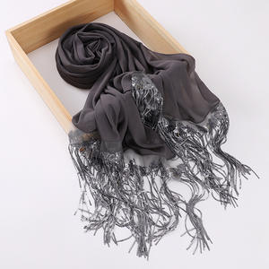 Nueva borla lentejuelas Ombre gasa Hijab bufanda musulmana chales Islam Truban envuelve malasio gasa Hijab - Product Image 2