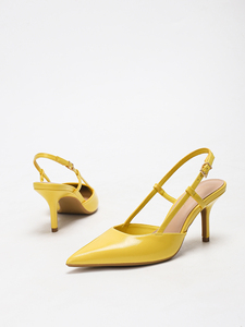 1235 donna-4 <span class=keywords><strong>tacchi</strong></span> <span class=keywords><strong>alti</strong></span> 2025 primavera autunno nuovo stile di nicchia giallo Sexy sandali a punta versatili per l'estate - Product Image 2