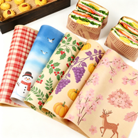Papier d'emballage pour sandwichs, hamburgers, poulet frit et frites, 30*30cm, qualité alimentaire, résistant à la graisse, avec logo imprimé personnalisé, vente en gros