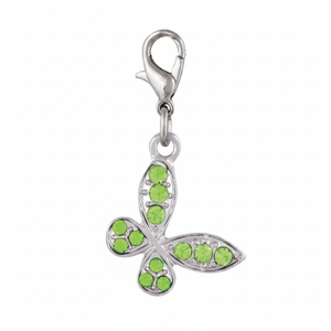 Ciondolo a forma di farfalla in argento sterling con cristalli verdi per la creazione di gioielli - Product Image 2
