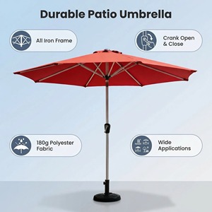 Parasol de jardin 2,7 m avec ouverture manivelle centrale, protection UV pour terrasse et cour arrière - Product Image 5