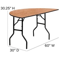 Table pliante moderne demi-ronde en contreplaqué pour salle à manger, extérieur et salon – Portable pour mariages, banquets et événements