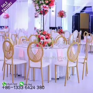 Yeni stil Oval sırtlı sandalye toptan kullanılan ucuz salon düğün açık Metal restoran sandalye için otel