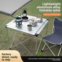 Table de camping pliante portable en alliage d'aluminium léger, style glamping, pour barbecue et préparation de rouleaux aux œufs