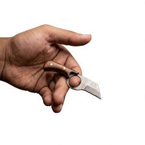 Couteau de chasse, de survie et de camping à lame fixe mini, en acier Damas, fait main, de haute qualité, personnalisable, OEM Resign - Product Image 4