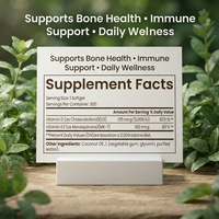 Livraison Rapide OEM Étiquette Personnalisée GMP 300 Gélules Molles Vitamine D3 K2 Supplément Soutien Immunitaire avec Huile de Coco Capsules Molles de Vitamines