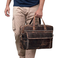 Sacoche pour ordinateur portable en cuir Crazy Horse vintage pour homme, sac fourre-tout en cuir pour homme