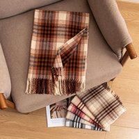 Nouveau châle musulman de luxe polyvalent en fausse cachemire léger de style coréen, écharpe longue à carreaux pour l'hiver, cache-cou.