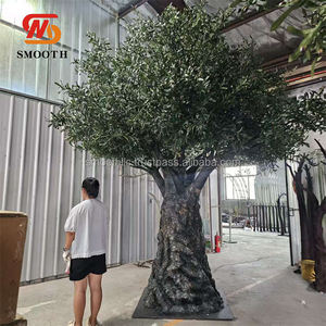 Arbre d'olivier artificiel grand et volumineux en fibre de verre et plastique, décoration d'intérieur personnalisée pour restaurant, vente chaude - Product Image 4