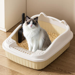 Lettiera per gatti in plastica di grandi dimensioni Semi-chiusa riscaldata eco-friendly Open Design Anti-asporto toilette di alto valore per gattino - Product Image 3