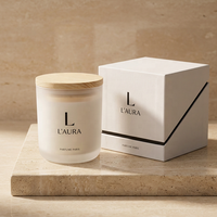 Bocaux à bougies en verre noir mat de luxe personnalisés, à fond épais et lourd, de qualité supérieure, 15 oz, à fond rond, vides, avec couvercles et boîtes pour la cire