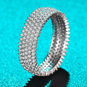 Anillos de Eternidad de Lujo con 9 Micro Moissanitas VVS1 de 1.1mm en Forma de Neumático, Plata de Ley 925 con Baño de Rodio, Joyería Personalizada para Mujer - Product Image 2