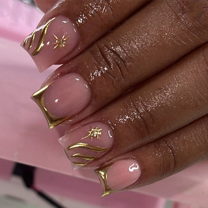 Faux ongles français en <span class=keywords><strong>diamant</strong></span> pour femmes et filles, carrés moyens, motifs floraux 3D, à presser, faux ongles carrés en forme de bec de canard avec boîte - Product Image 3