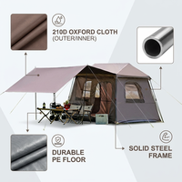 Tenda Camping Kain Oxford Tiga Musim Anti Air 3000mm Dua-dalam-Satu, Atap Eksplosif Otomatis Buka Cepat, Dua Lapis