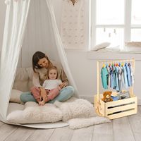 Organisateur de vêtements pour bébé en bois personnalisé, coffre de rangement pour armoire avec porte-cintres, organisateur multifonctionnel pour la décoration de la maison