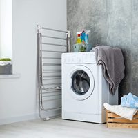 Séchoir à linge pliable sur pied à 2 niveaux en acier inoxydable avec ailes réglables