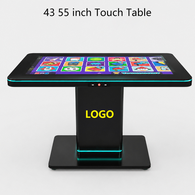 Support Customization 43 Inch T Shape Interactive  Capacitive Multi Touch Screen Game Table Waterproof with Wireless Charger