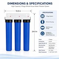 Filtre à eau à ultrafiltration à trois étages de 20 pouces, système CTO PVDF UF pour l'eau du robinet domestique