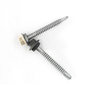 Vis autoperceuse à tête hexagonale avec rondelle EPDM intégrée, en acier au carbone, filetage grossier en pouces, pour toiture métallique, durable et résistante à la corrosion - Product Image 1