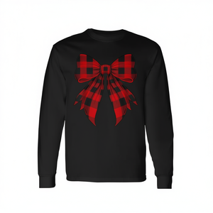Camiseta de manga larga con estampado de cuadros rojos y negros Coquette Bow - Product Image 2
