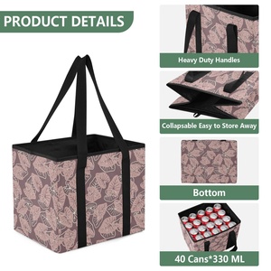 Hawaiian Kalo Custom Print on Demand Convenient Large Capacity Kitchen Reusable Grocery <b>Bags</b> <b>Foldable</b> Shopping Box for Travel - Product Image 3