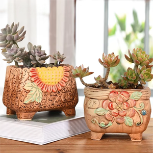 Moderne coréen 2 pièces ensemble <span class=keywords><strong>rebord</strong></span> de <span class=keywords><strong>fenêtre</strong></span> fleur en pot porte-plante succulente Cactus Pot décoration pour étagères en gros - Product Image 1