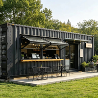 Café en conteneur maritime modifié 40HQ, bar à café préfabriqué en conteneur pour service de restauration en plein air dans les parcs