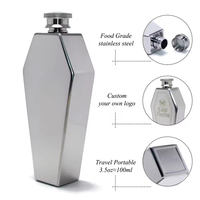 Botella de whisky de acero inoxidable de 100 ml con forma de ataúd, divertida y personalizada, para hombre
