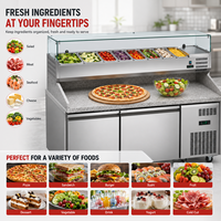 100% Haute Qualité En Acier Inoxydable Affichage Refroidisseur Cuisine Congélateur Pizza Tables De Préparation Réfrigérateur pour Commercial