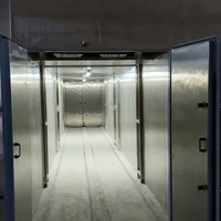 Duurzame roestvrijstalen industriële dehydrator met hoge capaciteit voor het verwerken van champignons, kruiden, fruit en groenten.