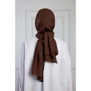 Écharpe en coton pur marron - Product Image 1