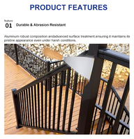 Barrières de balcon en alliage d'aluminium 6063 faciles à assembler, pour extérieur, avec revêtement en poudre gris imperméable, pour villa et escalier
