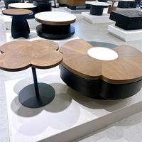 Table basse modulaire rotative en bois pliable durable de forme pétale moderne pour salon et mobilier de maison