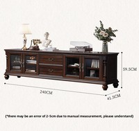 Meuble TV vintage de style américain en bois massif, meuble de rangement sur pied pour salon, étagère en noyer noir, modèle fabriqué en Chine