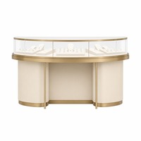 Vitrine d'îlot pour bijoux en métal et bois sur mesure, avec éclairage LED et verre transparent, pour magasin de détail