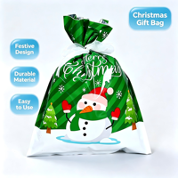 Kantong Kemasan Hadiah Belanja Plastik Cetak Kustom dengan Logo Dekorasi Natal Tas Hadiah Tali Serut
