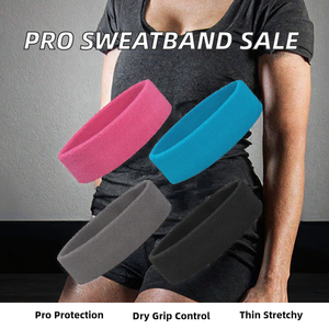 Terry Cloth Sports Sweatband Cotton <b>Headband</b> Wide Grip Absorbent Hair Band for Running Gym Yoga Tennis - Product Image 2