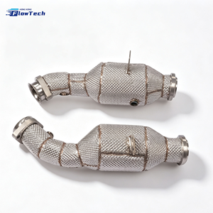 Downpipe de course FlowTech Performance SS304 avec bouclier thermique pour Mercedes AMG E43 W213 C43 W205 M276 3.0L V6 - Product Image 4