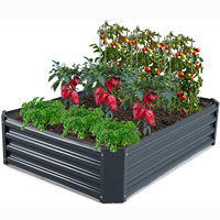 Kit en acier de lits de jardin surélevés galvanisés rectangulaires pour patio de légumes, de fleurs et d'herbes aromatiques