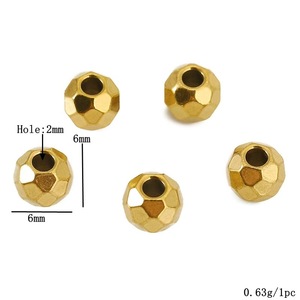 Perles facettées en acier inoxydable, plaquées or 18 carats, perles rondes d'espacement pour la fabrication de bracelets, accessoires de bijouterie, vente en gros - Product Image 2