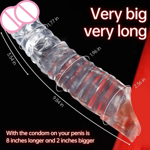 Préservatif extra long de 9 pouces (23 cm) avec anneau retardateur d'éjaculation vibrant, jouet sexuel <span class=keywords><strong>XXL</strong></span>-<span class=keywords><strong>XXL</strong></span>-<span class=keywords><strong>XXL</strong></span> pour hommes, pour une durée prolongée - Product Image 4