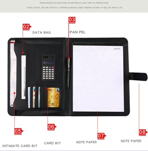 Calculadora A4, carpeta de datos de administrador de cuero PU, carpeta de lujo multifunción de negocios personalizada, cartera, conjunto de regalo de negocios de oficina - Product Image 2