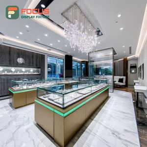 Luxury Jewelry Retail Showcase System Wood <b>Frame</b> Boutique Space Jewelry Cabinet - Product Image 5