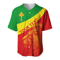 Maillot de baseball personnalisé Éthiopie, style drapeau Lion de Juda, respirant, grande taille, 100 % polyester, impression numérique, motif 3D, séchage rapide