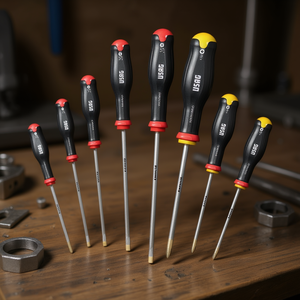 Juego de Destornilladores de 7 Piezas con Mango Negro, Rojo y Amarillo, Eje de Acero, Kit de Herramientas de Precisión - Product Image 3